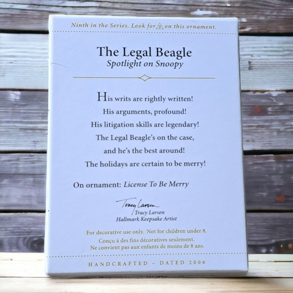 Hallmark Series Keepsake Edition Peanuts The Legal Beagle Ornament (2006) - Picture 6 of 8